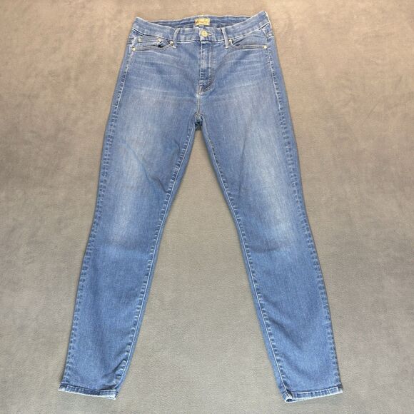 Mother Jeans Size 28 High Waisted Looker Crop Chill Blue Denim USA 5-Pocket - Picture 2 of 14